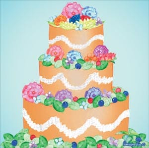 Kort 100x100, Christopher Vine Design, "Floral Cake"