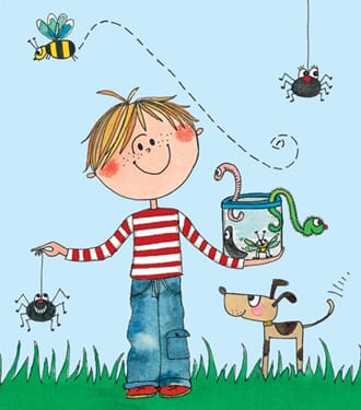 Minikort Rachel Ellen Designs, 85x75, gutt og insekter