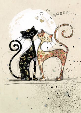 Doble kort 167x118, Black Kitties, Two Lovecats