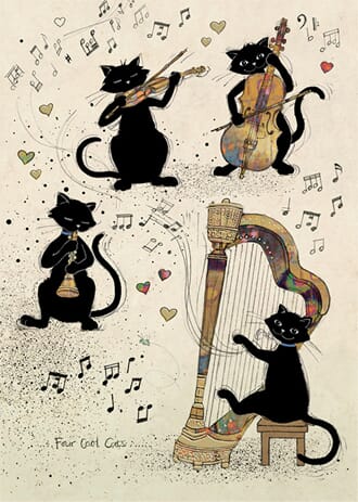 Doble kort 167x118, Black Kitties, Four Cool Cats
