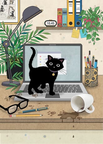 Doble kort 167x118, Black Kitties, Laptop Kitty