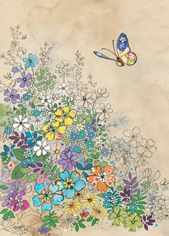 Kort 167x118, Paper & Foil, Garden Butterfly