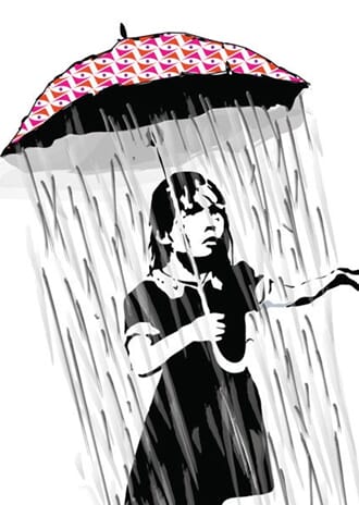 Doble kort 120x170mm, BANKSY, Umbrella Girl