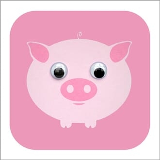 Doble kort 110x110, Wobbly Eyed, Perdy Pig, pink