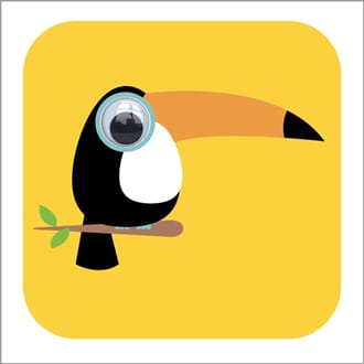 Doble kort 110x110, Wobbly Eyed, Tilly Toucan, yellow