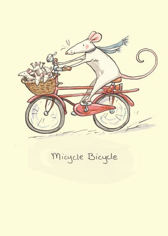 Dobbelt kort Two Bad Mice, 100x150: Mycycle Bycycle
