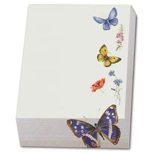 Notisblokk m/skråkant, dekorert, sommerfugler