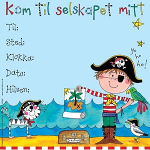 Innbydelser 15x15, Rachel Ellen Designs, sjørøver