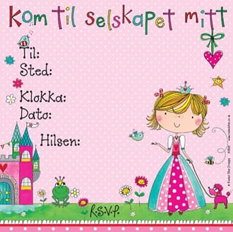 Innbydelser 15x15, Rachel Ellen Designs, prinsesse