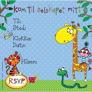 Innbydelser 15x15, Rachel Ellen Designs, jungeldyr 2