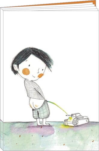 Notisblokk i omslag 9x13cm, gutt og tanks