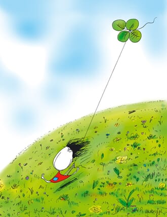 Plakat 40x50, Ilustris, jente med firkløver