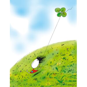 Plakat 40x50, Ilustris, jente med firkløver