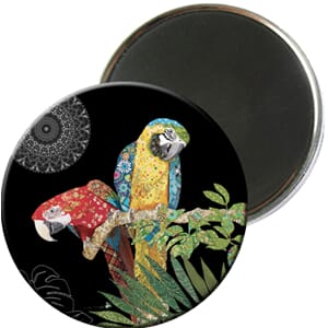 Magnet rund 56mm, Jewels,2 papegøyer