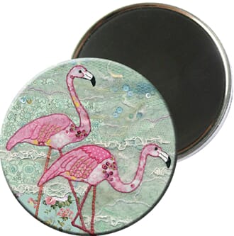 Magnet rund 56mm, Amy's, flamingoer