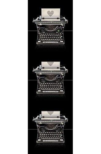 Bokmerke 5x17cm, Bug Art motiver, skrivemaskiner