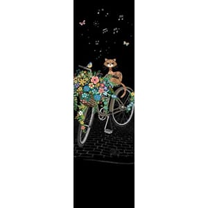 Bokmerke 5x17cm, Bug Art motiver, sykkel og katt