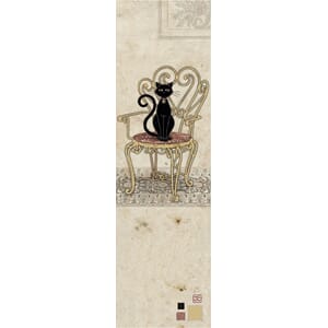 Bokmerke 5x17cm, Bug Art motiver, svart katt på stol
