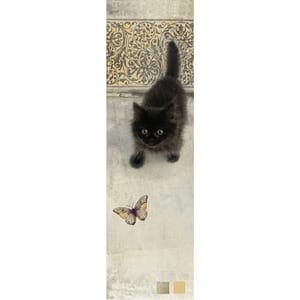 Bokmerke 5x17cm, Bug Art motiver, svart katt og sommerfugl