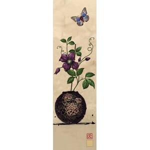 Bokmerke 5x17cm, Bug Art motiver, blomster i vase og sommerf