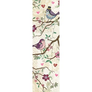 Bokmerke 5x17cm, Bug Art motiver, blå og rosa fugl