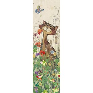 Bokmerke 5x17cm, Bug Art motiver, smilende katt & blomster