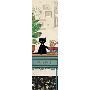 Bokmerke 5x17cm, Bug Art motiver, katt på bord