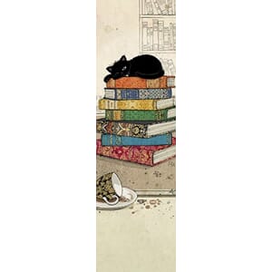 Bokmerke 5x17cm, Bug Art motiver, katt på bøker
