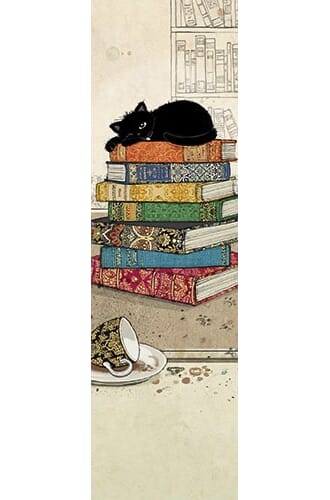 Bokmerke 5x17cm, Bug Art motiver, katt på bøker