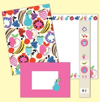 Brevsett A5, med trykt mønster, eksotisk frukt *TILBUD*