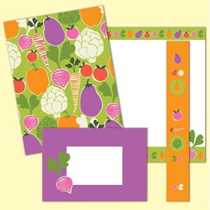 Brevsett A5, med trykt mønster, markens grøde *TILBUD*