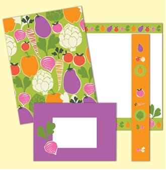 Brevsett A5, med trykt mønster, markens grøde *TILBUD*