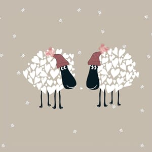 Julekort dbl 150x150mm, Sophie Morrell, Santa Sheep