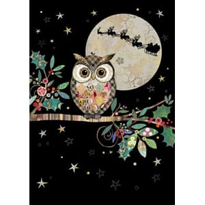 Doble julekort 12x17, Jewels, Christmas Owl