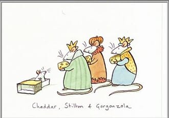 Julekort, Two Bad Mice, Cheddar, Stilton & Gorgonzola