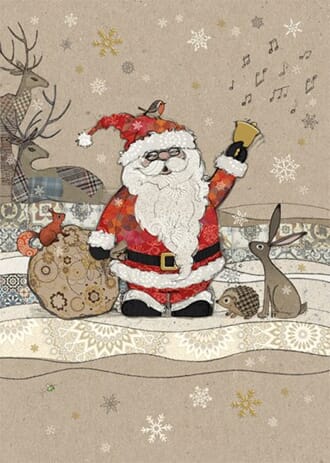 Doble julekort 12x17, Paper & Foil, Santa and Friends