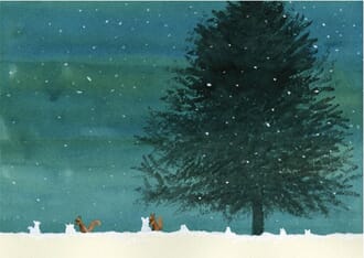 Julekort,Two Bad Mice Squirrels in the Snow