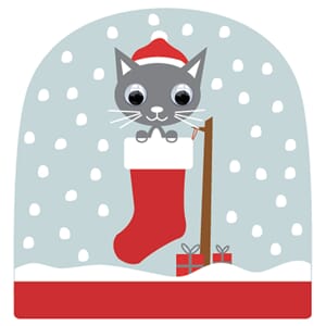Doble kort 130x130, bevegelige øyne, jul, Christmas Kitten