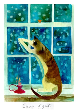 Julekort Two Bad Mice: Snow Fight