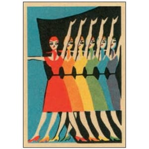 Enkelt kort  Art Press, 148x105, Performers in rainbow colou