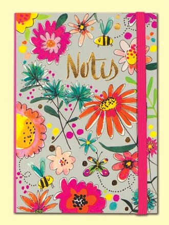 Notisbok A6, m/strikk, Rachel Ellen, Painted Floral