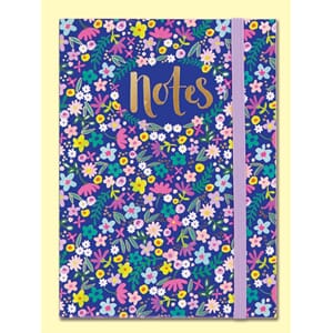 Notisbok A6, m/strikk, Rachel Ellen, Notes- Navy Floral