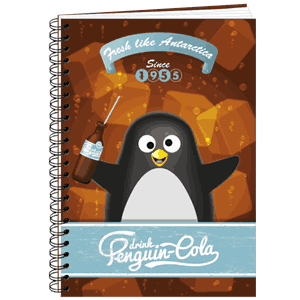 Notisbok spiral A5,  pingvin/cola