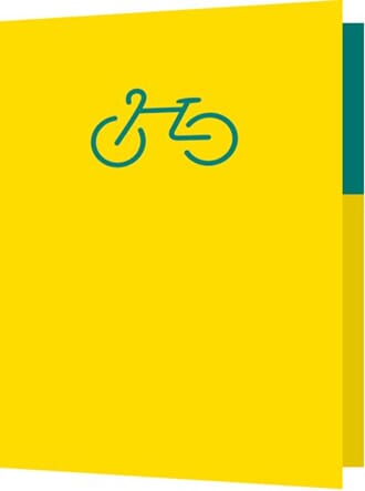 Doble kort 85x125, med preget trykk ,sykkel