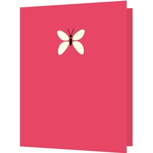 Doble kort 85x125, med preget trykk, sommerfugl