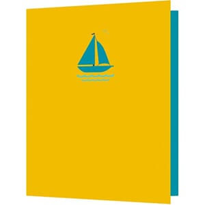Doble kort 85x125, med utstansing,  seilbåt