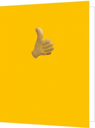 Doble kort 85x125, preget trykk m/gull, `Thumbs-up"
