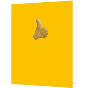 Doble kort 85x125, preget trykk m/gull, `Thumbs-up"