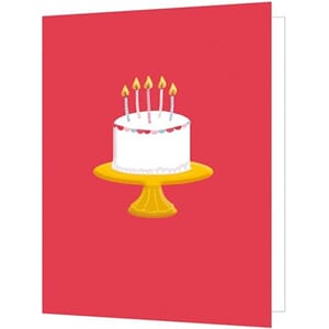 Doble kort 85x125, preget trykk m/gull, kake med lys