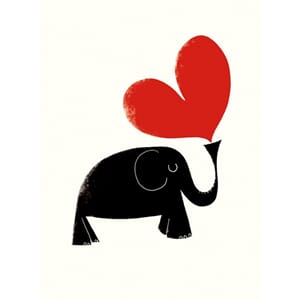 Doble kort 100x135, Mini Ink Press, Elephant and Heart